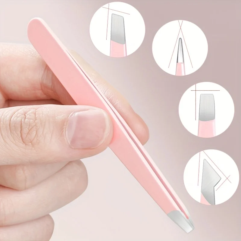 Stainless Steel Eyebrow Tweezers Purple Set, Makeup Tools for Eyelash Extension, Eyebrow Shaping, Beard Hair Removal