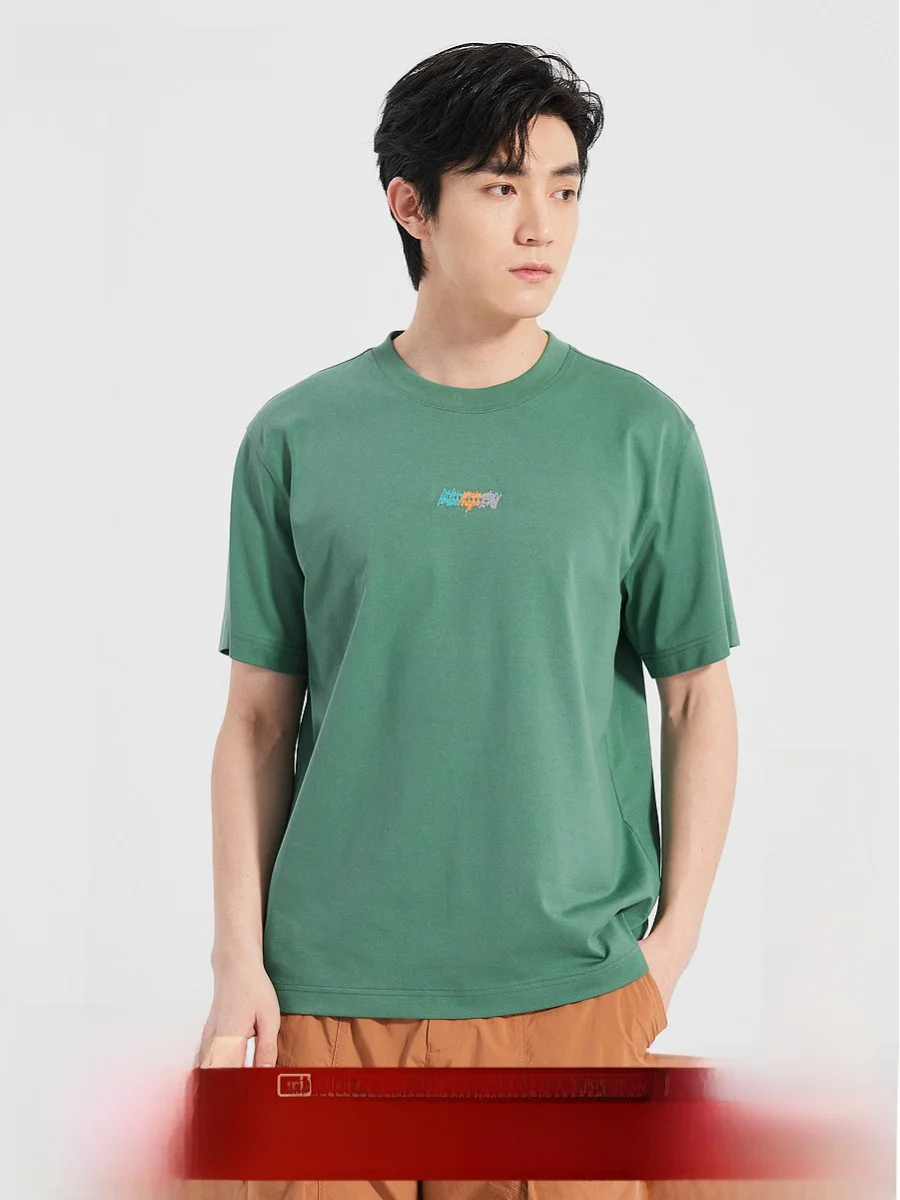 Lilanz Men's Casual Short Sleeve T-Shirt Micro Elastic Loose Fit Summer New Style Pure Color Top Inner Wear Polyester Cotton ...