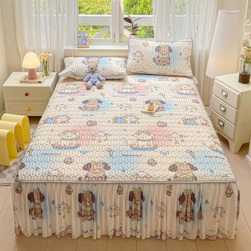 

Летний комплект юбки с милым животным принтом и 2 наволочками, дышащая и мягкая, для горячих ночей, идеальный подарок для детей и взрослых