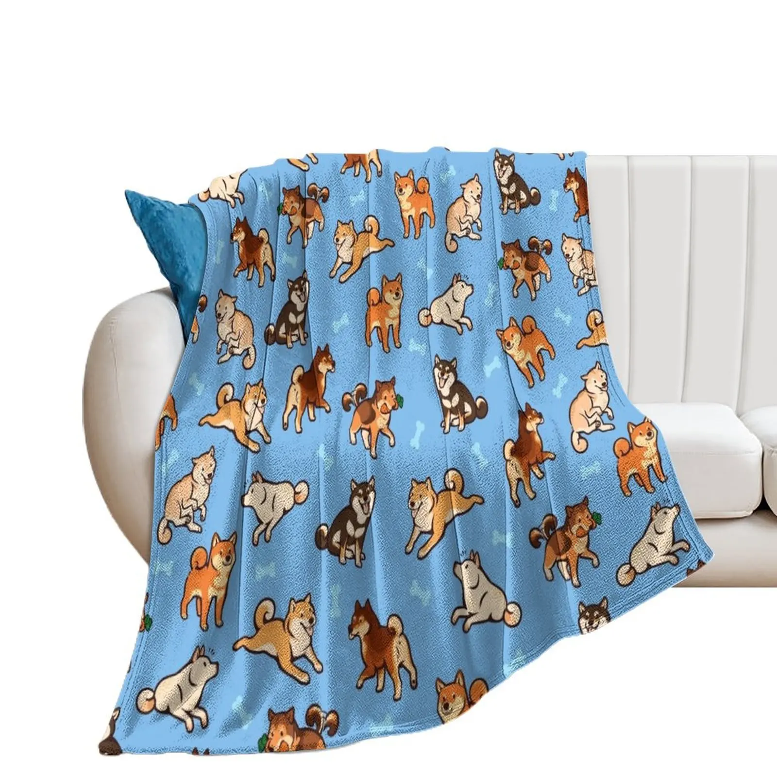 shibes in light blue Throw Blanket valentine gift ideas Nap Polar Luxury St Blankets