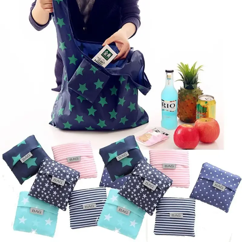 

6PCS/Lot * Large capacity tear resistant portable printed supermarket eco-friendly shopping bag foldable storage bag