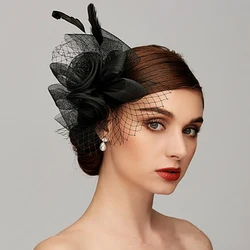 Fashion New Wedding Flower Fascinator Hair Clip Bride Wedding Headwear Women Church Veil Hair Accessories Party Tea Pillbox Hat