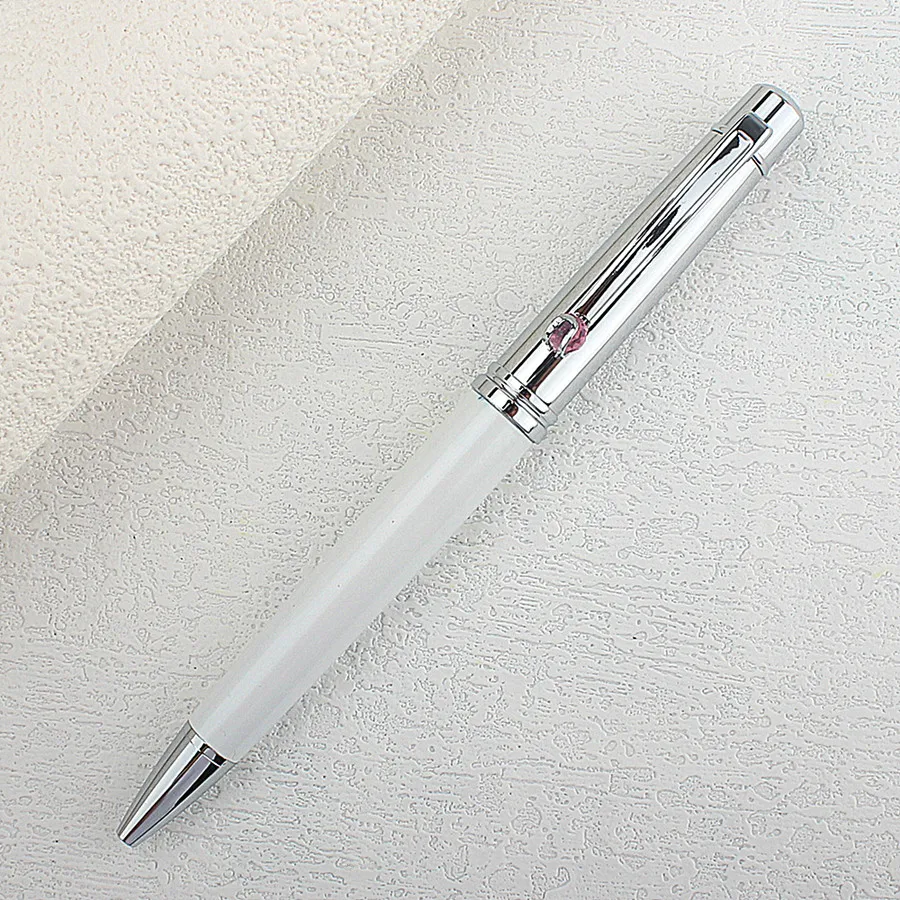 High Quality diamond clip 0.7mm Ball Point Pen Metal Silver Stationery Office School Supplies Gift New