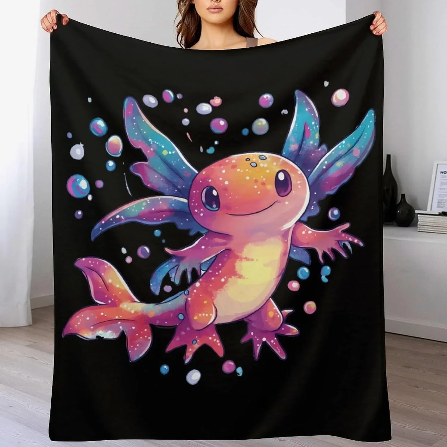 

Милое одеяло-плед с аксолотлем – идеальный подарок для дивана, кровати, автомобиля, дома, кемпинга. Всесезонное использование для любителей аксолотлей и лошадей.