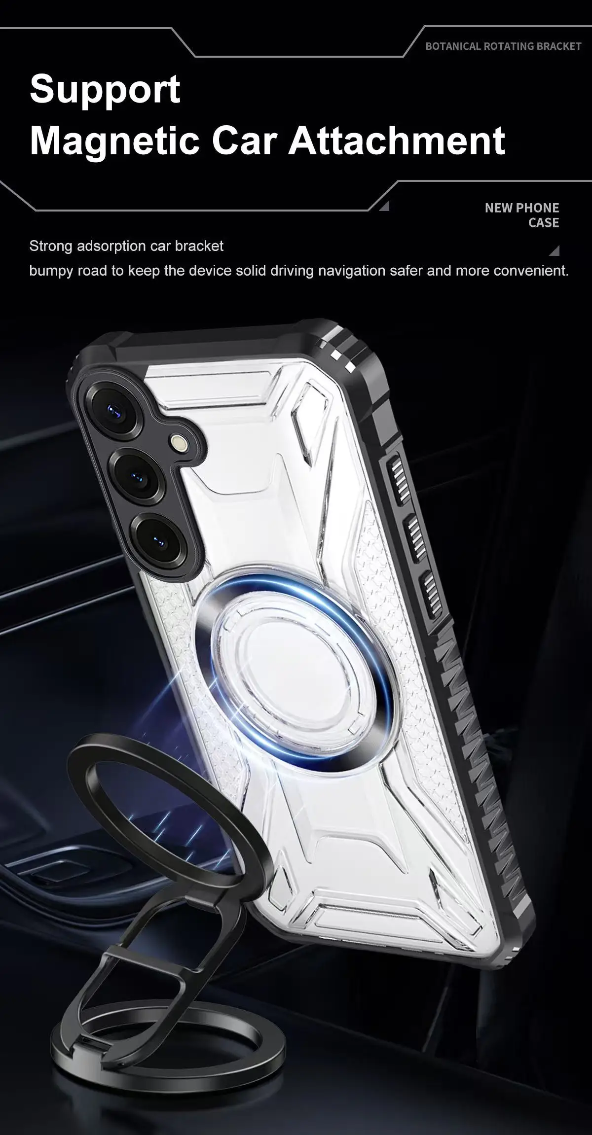 حافظة لهاتف سامسونج جالاكسي A55 A56 A35 A36 A54 A26 A16 A06 A25 A34 A15 A14 A05 عدسة قوية حماية غطاء مغناطيسي شفاف مقاوم للصدمات