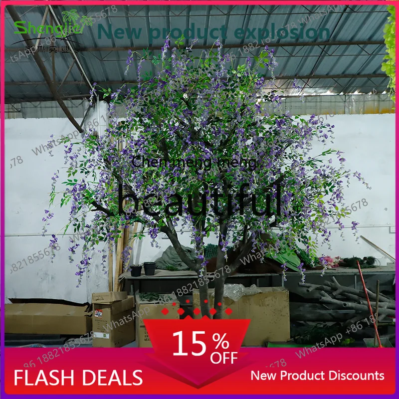 K182 Simulation wisteria flower tree wisteria flower branches, large simulation tree fake branches decorative simulation plants