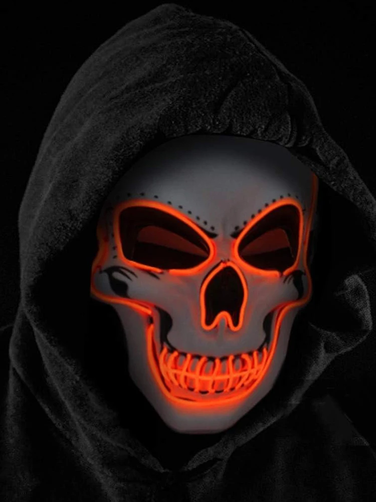 Fashion Horror Halloween Skull Mask LED Light Cosplay Costume Cosplay Mask Halloween Luminous Skull Mask Halloween Party image 2