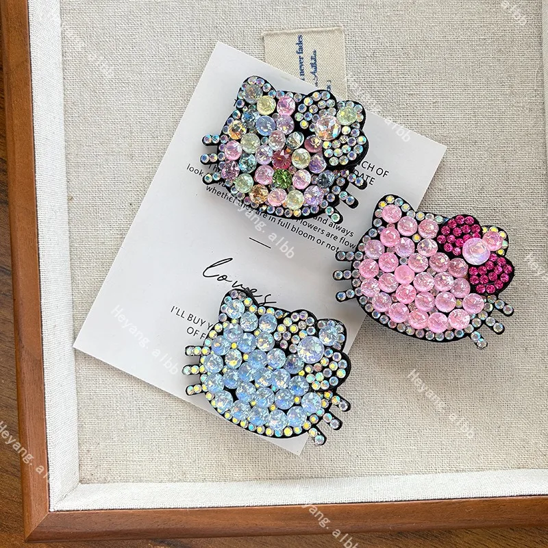 

Kawaii Hello Kitty заколка для волос модная изысканная заколка для волос с бриллиантами девушка сердце челка боковая заколка женские аксессуары оптом