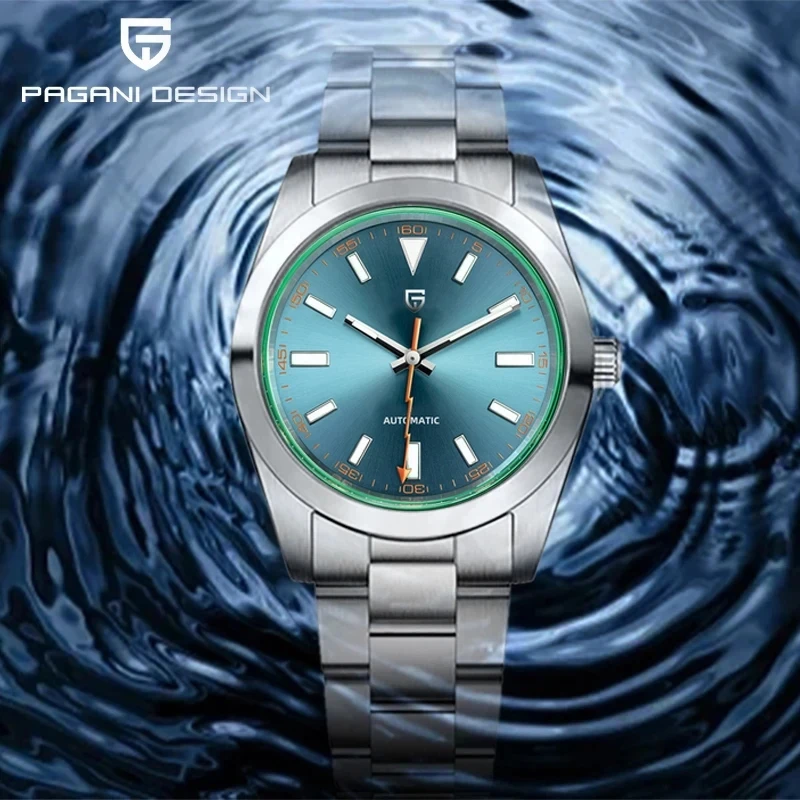 

PAGANI DESIGN Mechanical Luxury Green mirror Watch Automatic Luminous Japan Movt Men watch 100M Waterproof Stainless steel Clock