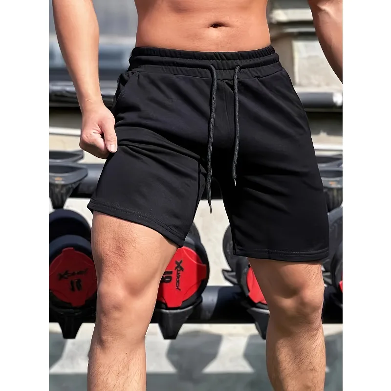 Shorts de algodão confortável masculino casual micro-elástico cinto elástico com cordão shorts treinamento de fitness confortável e elegante