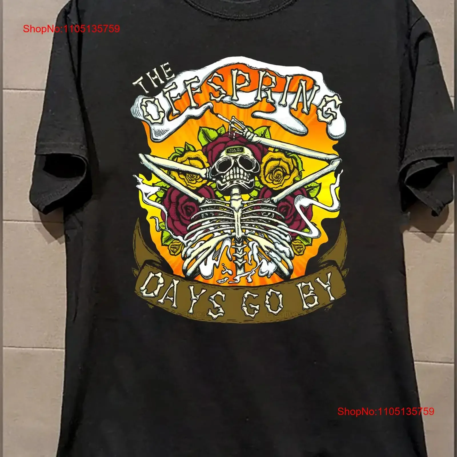 

Винтажная футболка The Offspring Band, черный хлопок, все размеры S 5XL, HD84, винтажная стираная дизайнерская одежда с графическим рисунком, повседневная слегка