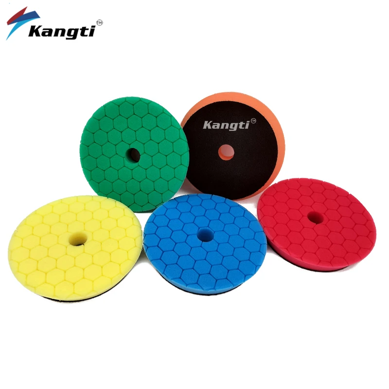 

5"(125mm)/6"(150mm) Car Buffing Polishing Pads Beveled Hex-Logic Sponge For DA/RO/GA Buffer Polisher