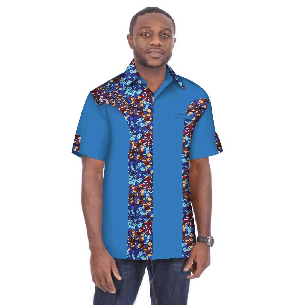 Traditional Mens African Clothing Men Shirts Short Sleeve Dashiki Men African Print Shirt Plus Size Mens Clothing 6XL BRW WYN05