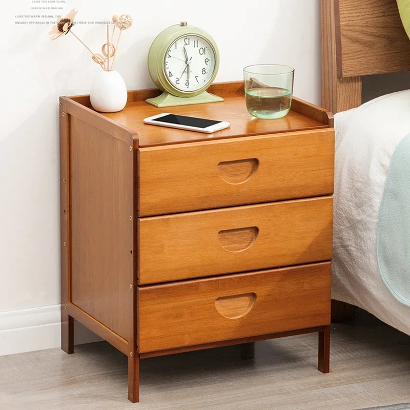 Bamboo Nightstands, Bedside Tables with Open Compartments, Storage Modern Side Table, Easy To Assemble End Table for Bedroom