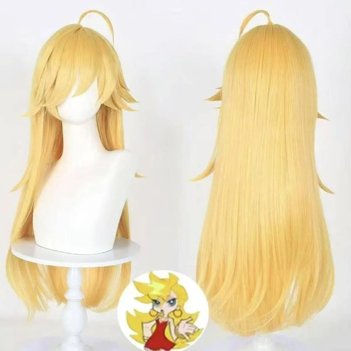 Panty Anarchy (Panty) Peluca de cosplay, peluca completa de pelo rubio de red rosa en stock Envío rápido