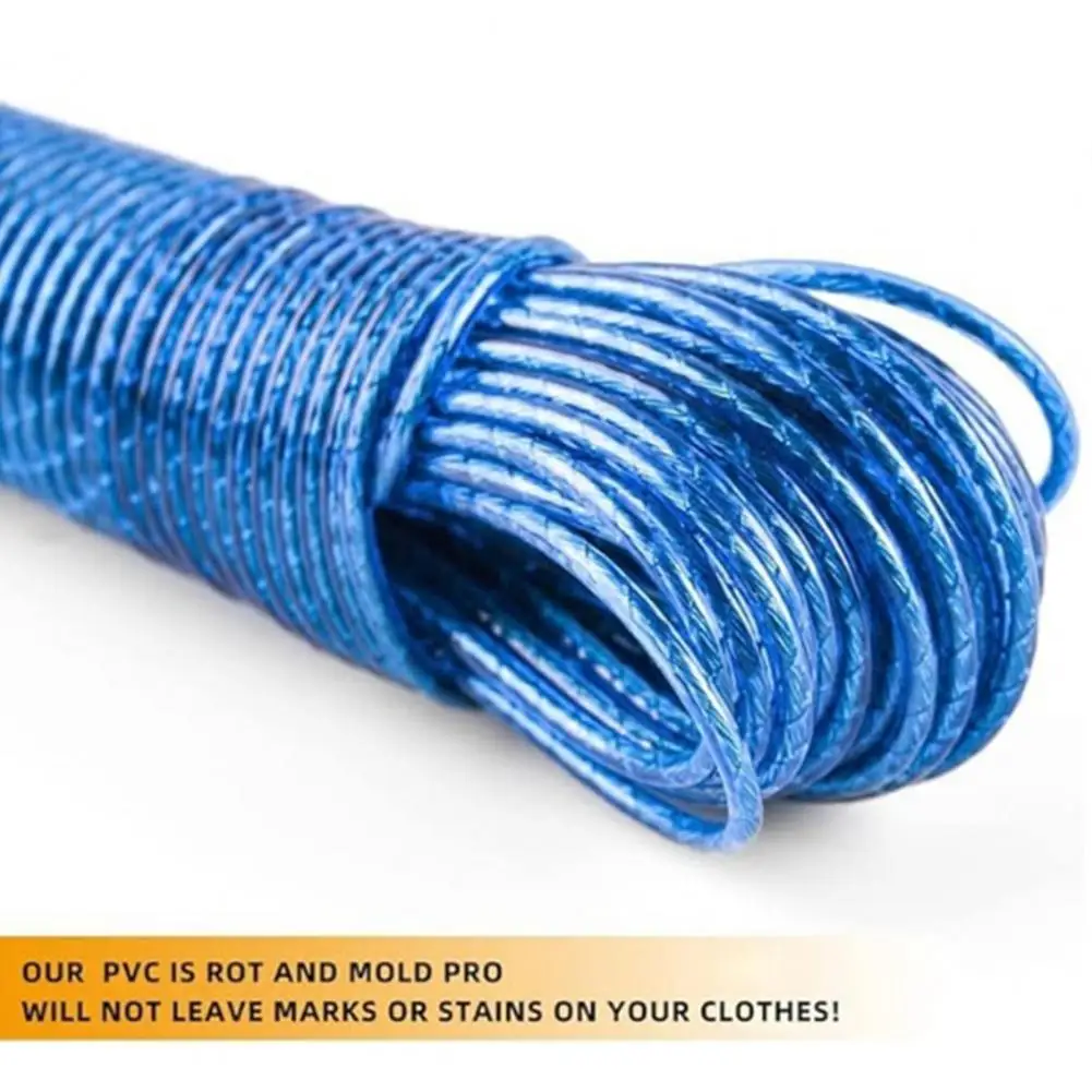 

Outdoor Clothes Line Portable Pvc Steel Wire Clothesline for Indoor Outdoor Camping Hiking Laundry Drying Lightweight Heavy Duty