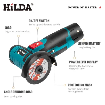 HiLDA 12V/3 Inch Lithium Electric Angle Grinder Mini Small Household Handheld Cutting…