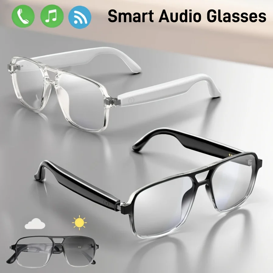 Shuangqiao Wireless Smart Glasses Photochromic Lenses Blue Light UV Protection Sunglasses Music Playback Call Function Voice Assistant