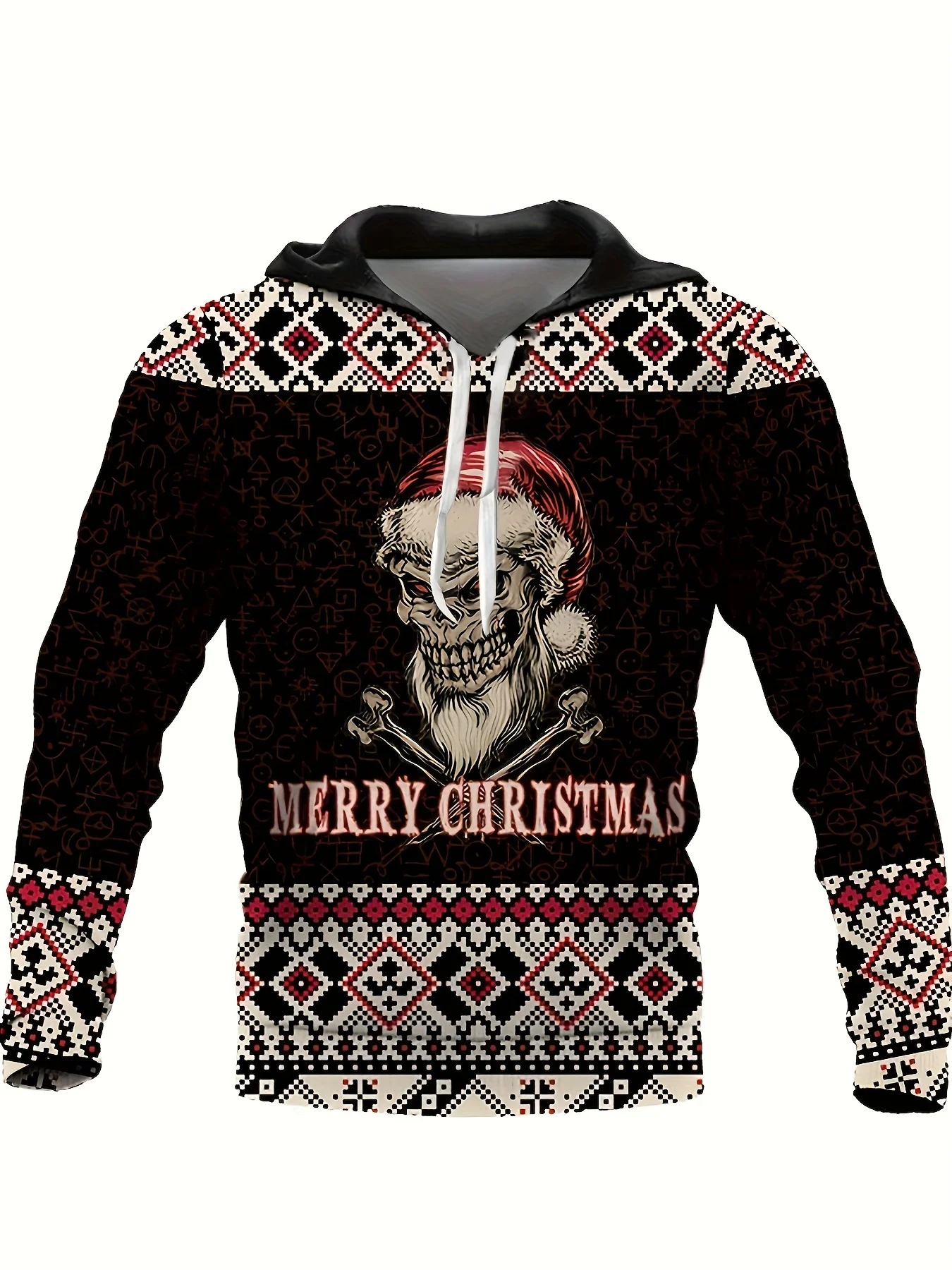 

New Retro Men's Hoodie New Year Christmas Printed Men Fashion Long Sweatshirts Pullover Street Retro Style Casual Unisex Clothes