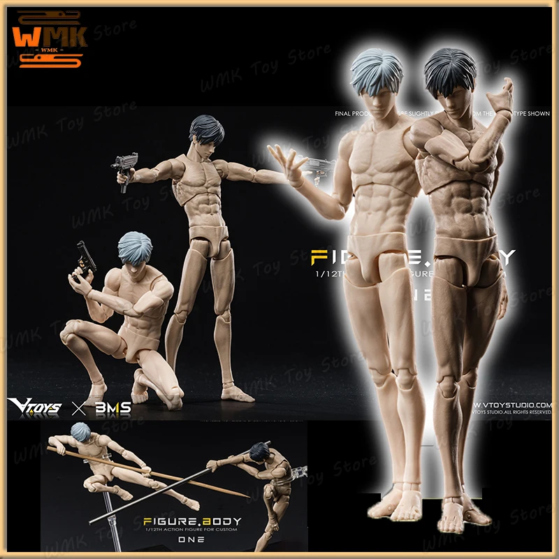 

In Stock VTOYS X BMS 1/12 VB002 White VB003 Yellow Male Muscle Joint Body 16.5cm Super Flexible Action Figure Articulated Doll