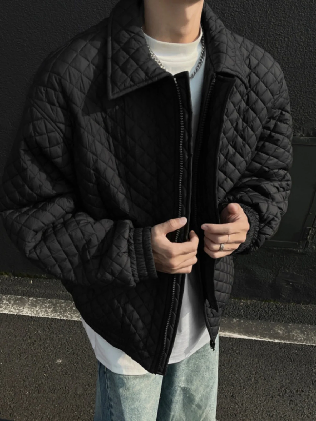 

American Sle Small Fraance id Cotton Jaet Men's Winter Cleanfit Harlington Coat Haome Turn Collar Cotton Clothes