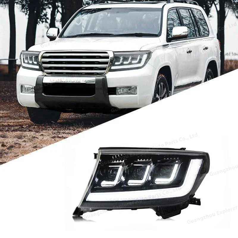 

Автомобильная передняя лампа Plug And Play с 3 глазами для Land Cruiser 200 2008-2015, фары в сборе для LC200, аксессуары для фар