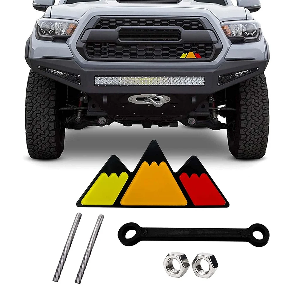 Tri-Color Grille Badge Logo Grill Decoration Car Truck Label for Toyota-Tundra Tacoma 4Runner Rav4 Highlander Orange