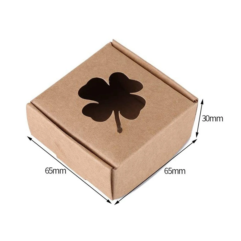 Brown 350G Kraft Paper Four-Leaf Clover Foldable Kraft Paper Gift Box Handmade Soap Candy Jewelry Accessories