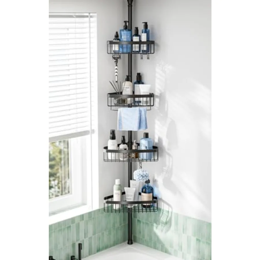 

Corner Shower Caddy Tension Pole: Adjustable Rustproof 4Tier Inside Bathroom Organizer 47121 inch Quick Installation Bathtub Sh