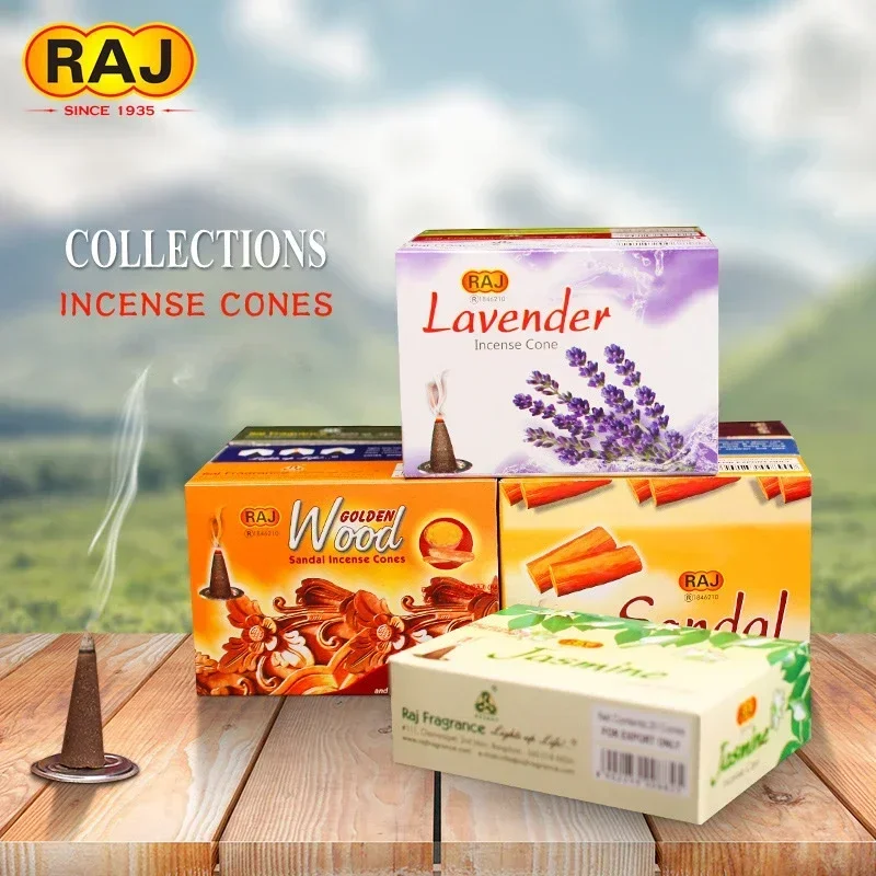 RAJ India Natural Waterfall Incense Cones Reflux Tower Incense for Burner Smoke Backflow Cone Fragrance Lavender Aromatherapy