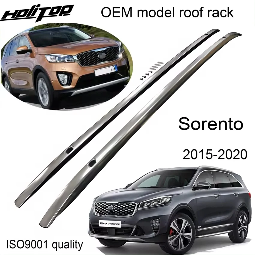 

roof rack roof rail luggage bar for KIA Sorento 2016 2017 2018 2019 2020,aluminum,fix by screw,ISO9001 quality,free drill hole