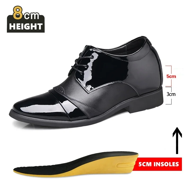 

Lift Men's Dress Shoes Genuine Leather Elevator Shoes Increase Business Sneakers For Men 8cm 6cm Heightening Shoes Moccasins