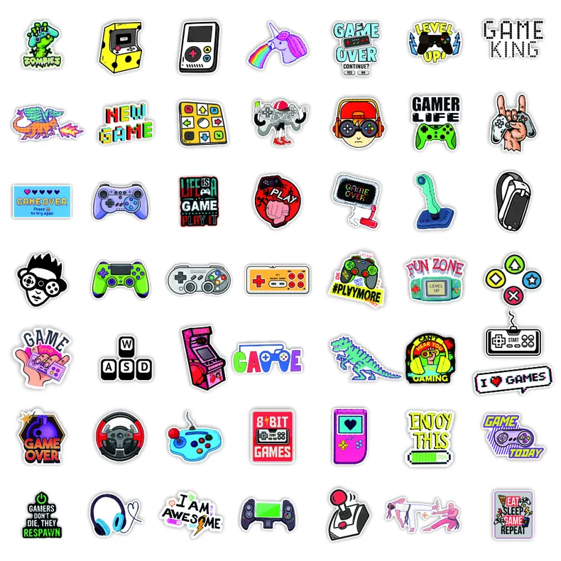 50Pcs Fashion Game Pad Cartoon Stickers Gift for Skateboard Laptop Diary Skateboard Car Motorcycle Helmet Cool Sticker Toy