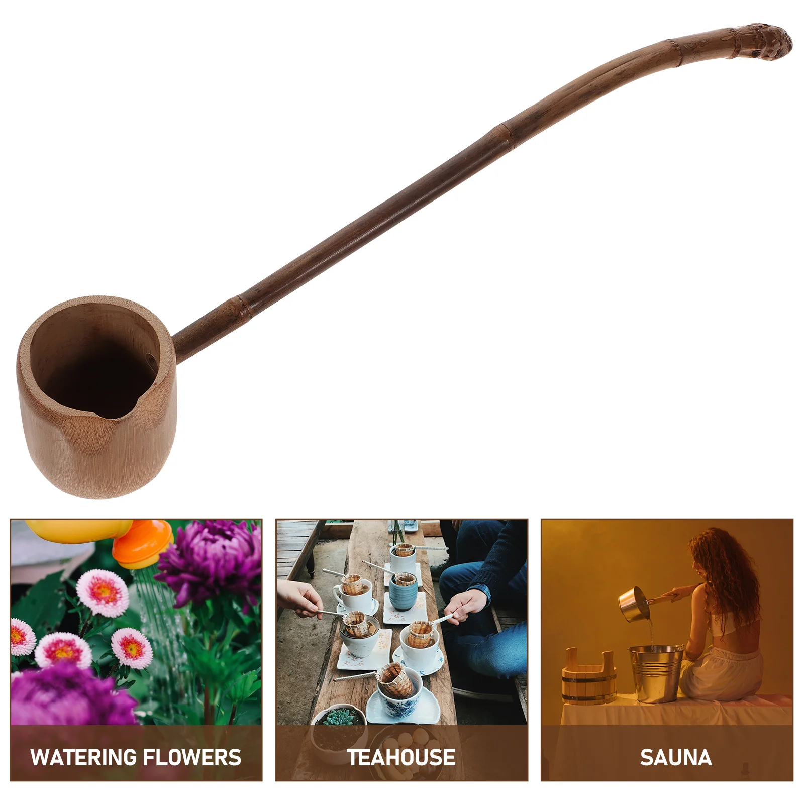 

Long-handled Bailer Carbonized Bamboo Root Spoon Water Ladle Scoop Tea Accessories for Home Tea House