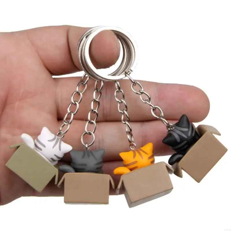 H9ED Carton Charm Keychains Mini Animal Pendant Car Keyring Backpack Decoration