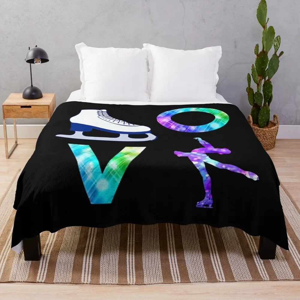 Love Figure Skating Ice Skater Girls Throw Blanket Soft Big Sofas Blankets