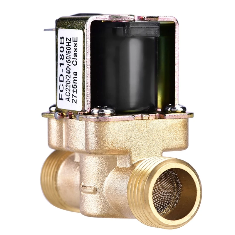 AC220V Solenoid Keran Integrasi untuk Katup 2-Port Sakelar Kontrol Aliran Saluran Masuk Air Kuningan Biasanya Tertutup G1/2"