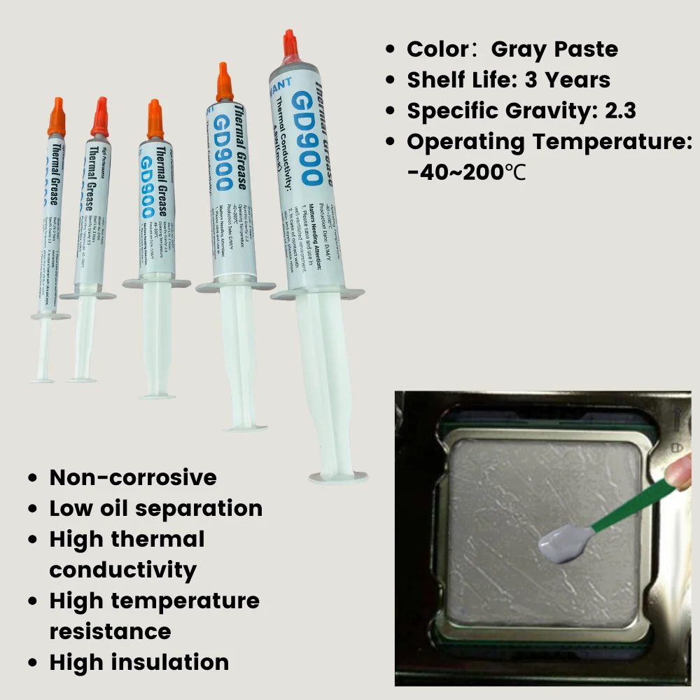 GD900 4.8w/(ม·k)) จาระบีความร้อนวางซิลิโคนกระจายความร้อนสำหรับ CPU/GPU/LED คอมพิวเตอร์ฮีทซิงค์กาวนำความร้อน