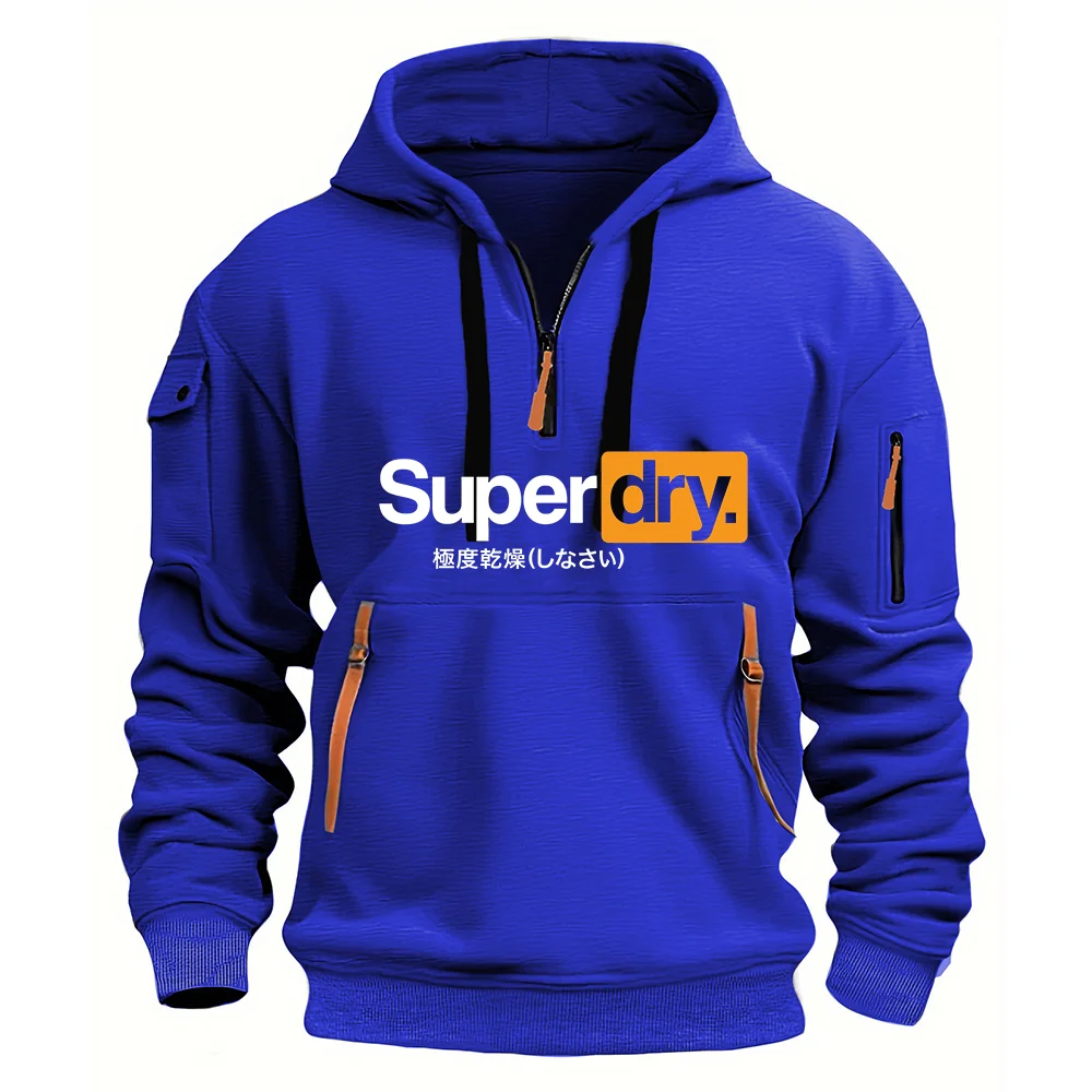 SUPERDRY العلامة التجارية الجافة للغاية العصرية إلكتروني طباعة تصميم جديد متعدد جيب سستة ملابس العمل نمط اليومية فضفاض الشارع الرجال البلوز