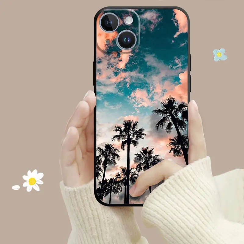 Cellular Phone Case For iPhone 15 14 13 12 11 Pro Max 6 6S 7 8 Plus X XS 12 13 Mini Soft Silicone Case Travel Mountain Sea Beach