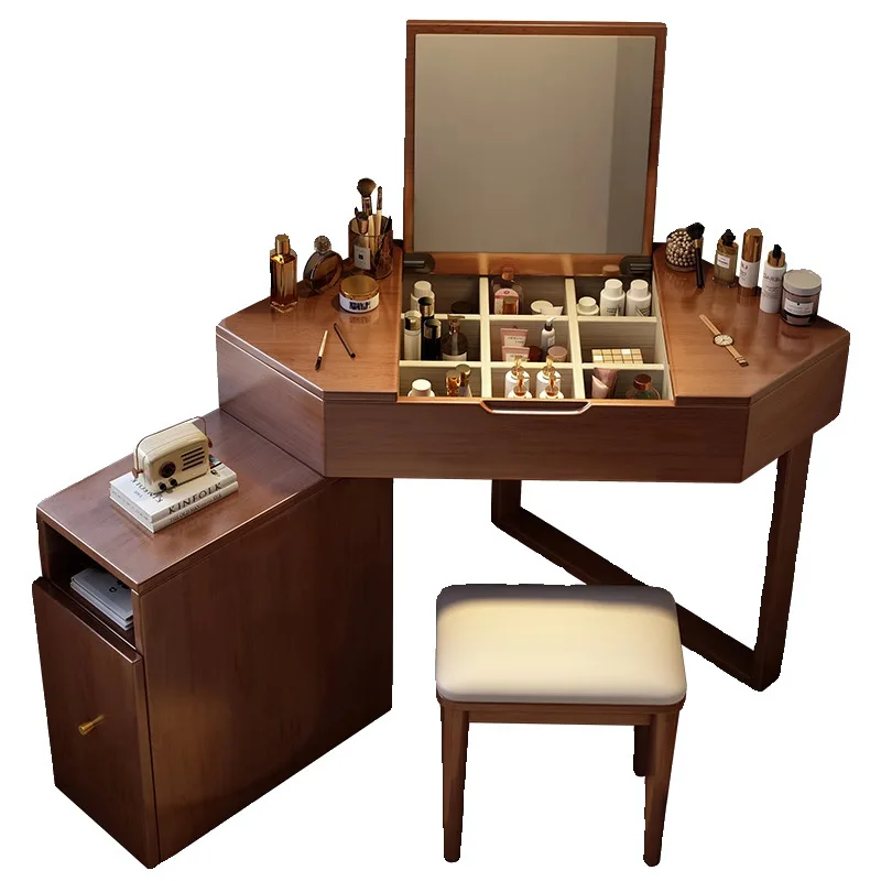 

New Chinese style, high-end sense, solid wood, corner dresser, bedroom, storage cabinet, integrated, against the wall, corner ,