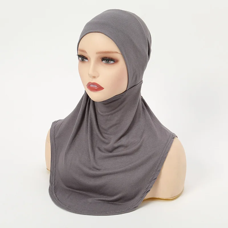 Solid Color Full Cover Scarf Cap Underscarf Neck Head Bonnet Hat Elastic Comfortable Shawl Cap Turbans For Women Girls