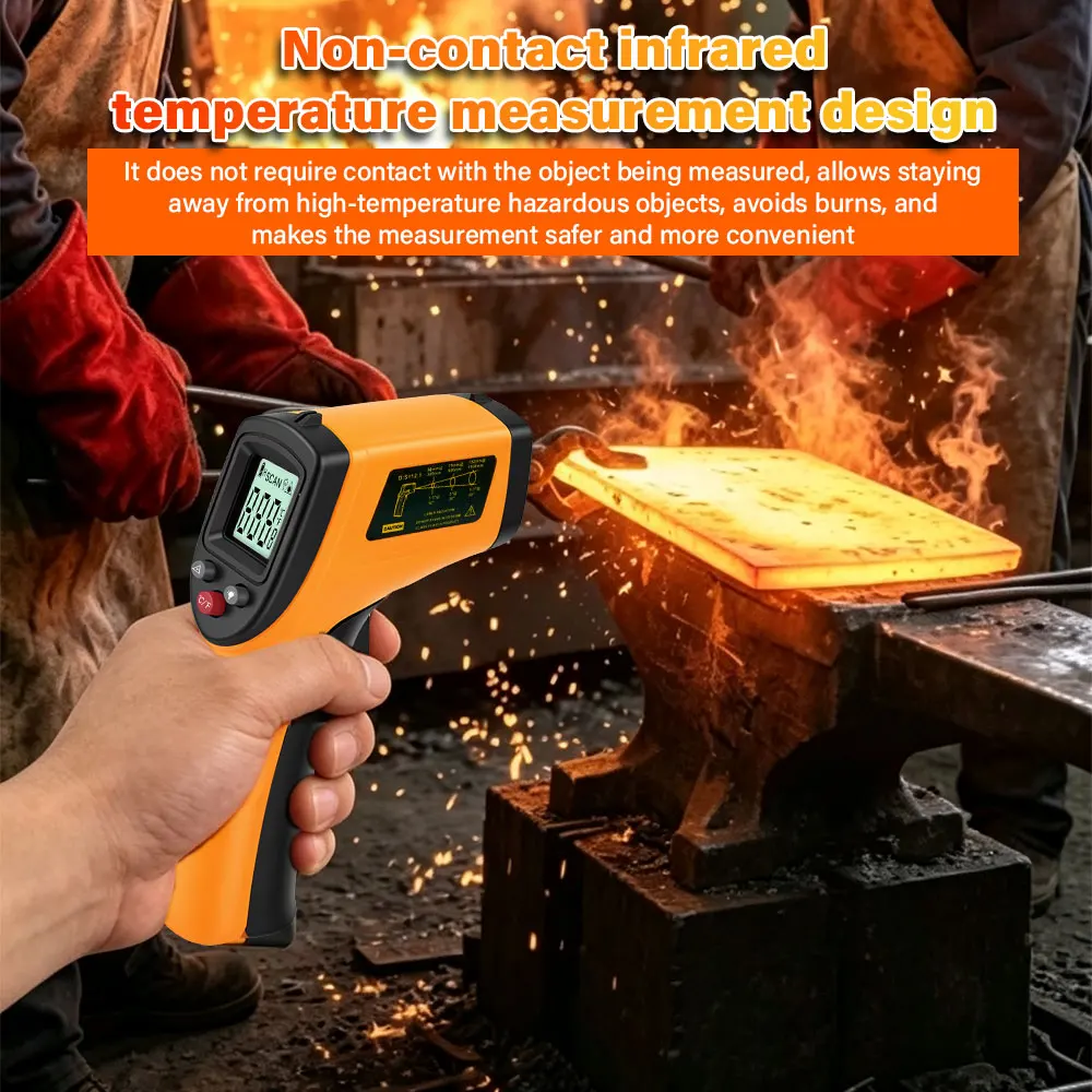 Handheld Non Contact Heat Laser Temperature Gun Digital Infrared Thermometer Gun for Cooking,BBQ,Pizza Oven