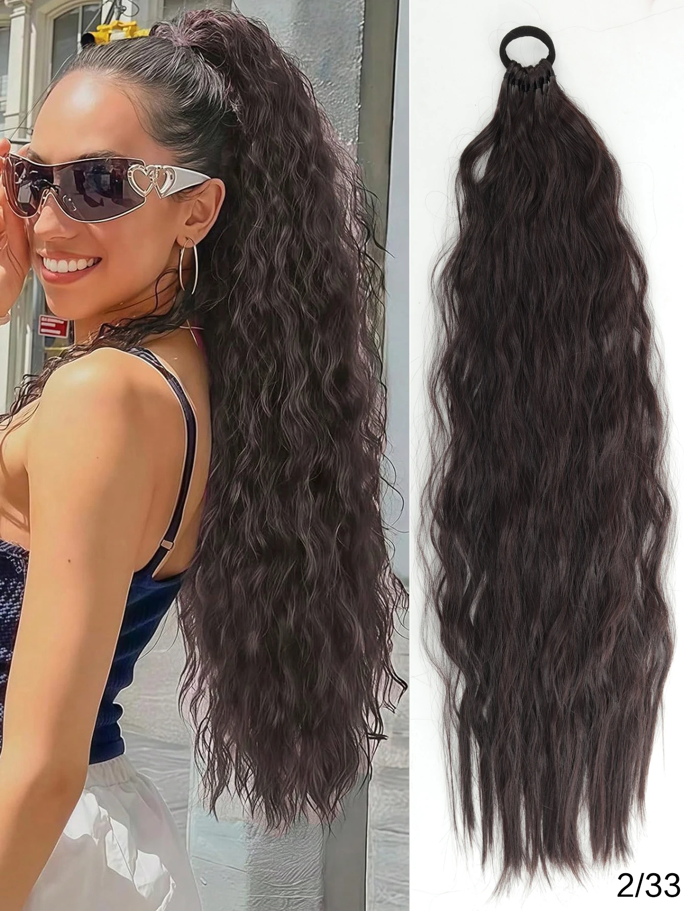 Synthetic Braided Wig, 24 Inch Curly Ponytail