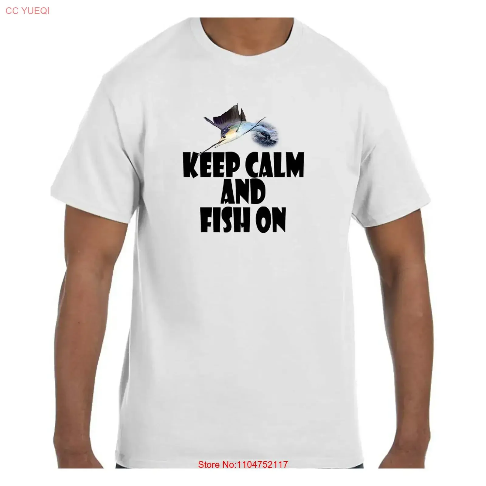 Funny Keep Calm and Fish On Fishing Marlin Bill T Shirt vintage Washed streetwear Top For Everyday Wear Stylish graphic