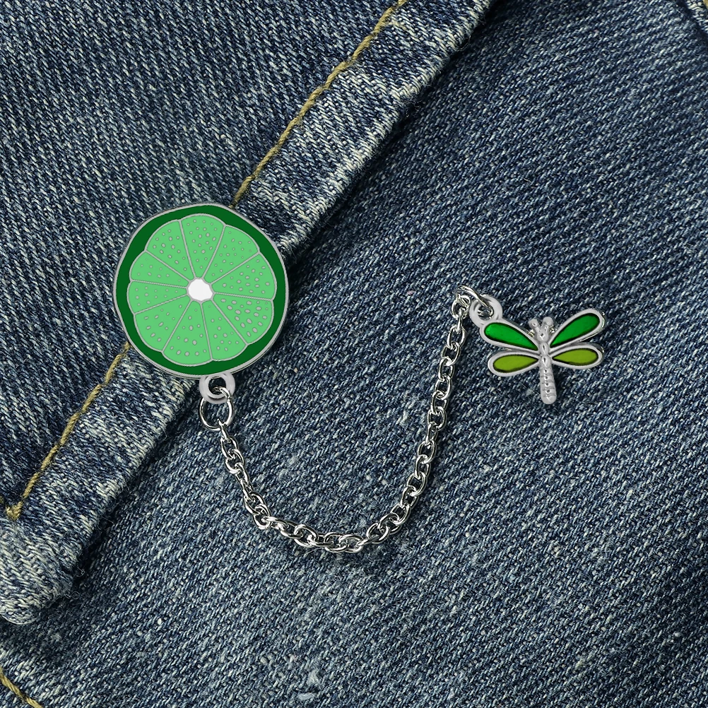 Bright Lemon Brooch Fresh Fruit Pins Dragonfly Lapel Bag Denim Badge Lovely Nature Enamel Pins Women Men Jewelry Gift For Friend