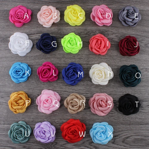 Imagen 2 del producto Flores de satén quemadas para el cabello, accesorios para el cabello, flores de tela Floral asadas para ramo de bodas, diademas de 10 piezas y 6CM