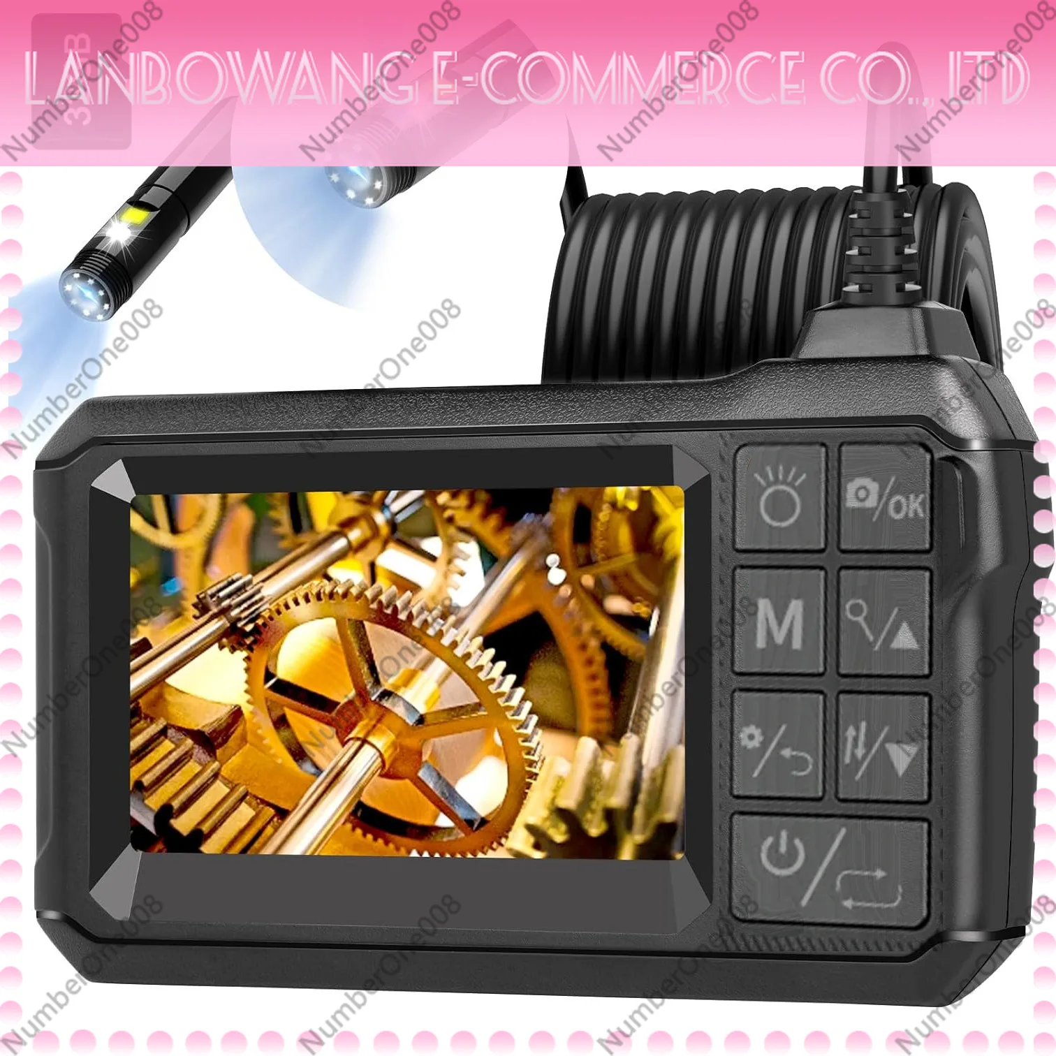 New high definition 4.3 inch digital industrial endoscope, industrial camera peep screen display endoscope waterproof