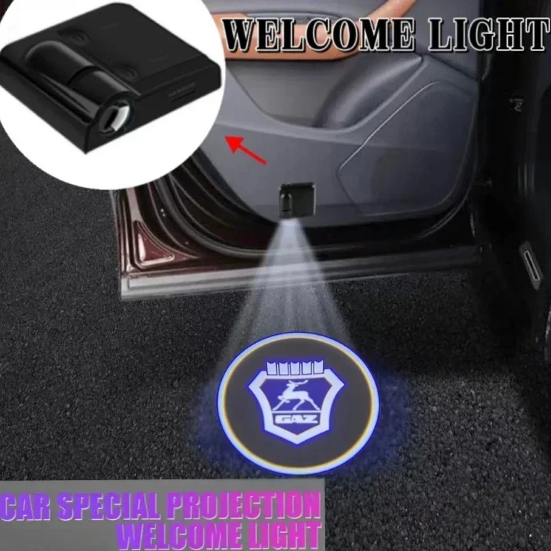 

For GAZ Gazelle LED Car Door Welcome Laser Projector Logo Ghost Shadow Night Light Wireless Car Styling Courtesy lamp Car Goods