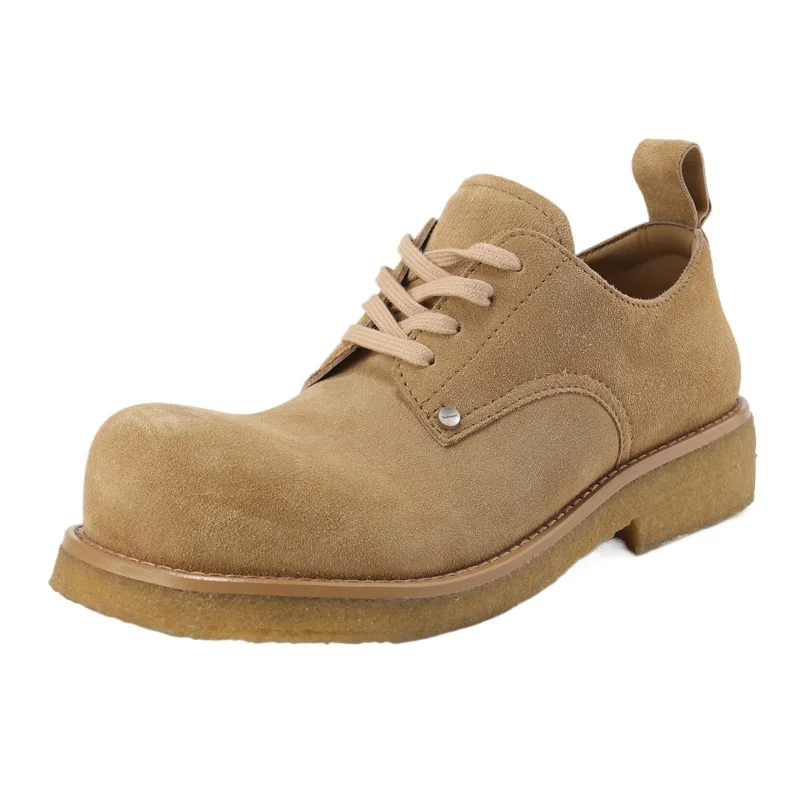 Genuine Leather Handmade Sheepskin Inner Short Boots Shoes for Men's British Outdoor Round Headed Goodyear Yellow Leather Shoes